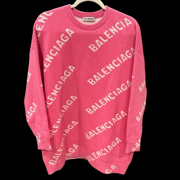 Balenciaga Pink Logo Sweater size M
